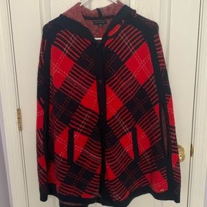 Tommy Hilfiger navy and red hooded cape